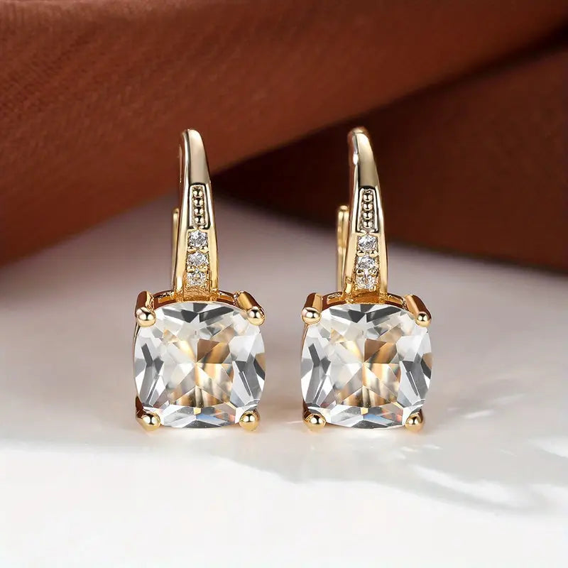 Pendientes de aro de piedra zafiro mística en oro