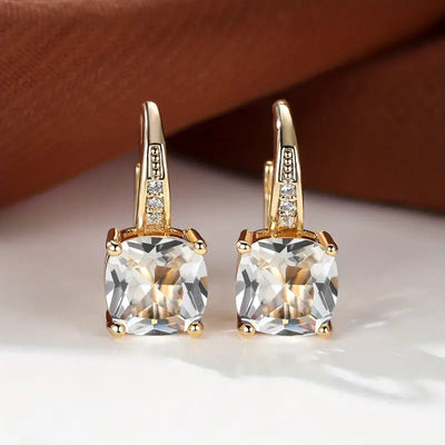 Pendientes de aro de piedra zafiro mística en oro