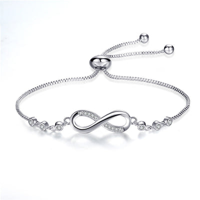 Pulsera Ajustable de Plata con Símbolo de Infinito