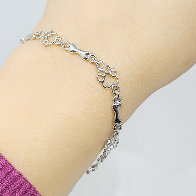 Pulsera de Encanto de Huella de Perro y Hueso de Edición Limitada