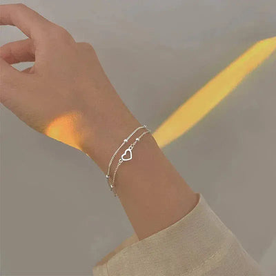 Pulsera de Corazón de Plata con Ajuste Personalizable