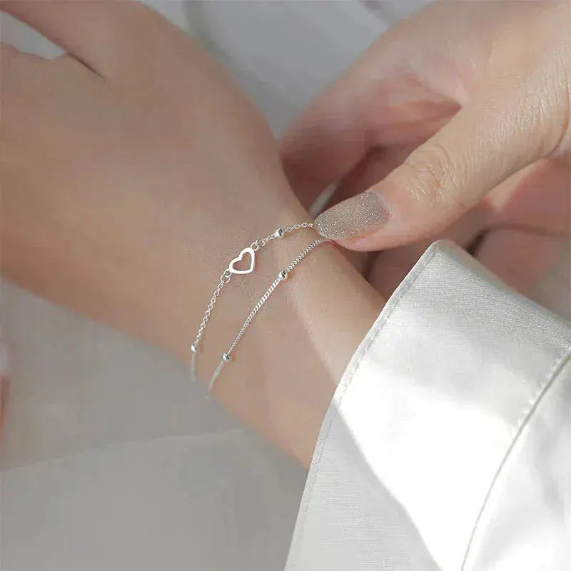 Pulsera de Corazón de Plata con Ajuste Personalizable