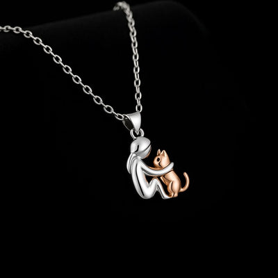 Collar con Colgante de Abrazo de Gato y Pendientes de Regalo – Oferta por Tiempo Limitado