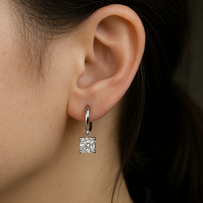 Pendientes Colgantes Aurora Cuadrados | Oro blanco