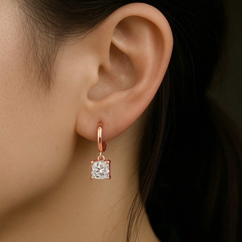 Pendientes Colgantes Cuadrados Aurora | Oro rosa