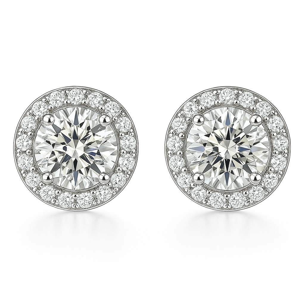 Pendientes redondos Glacé Glamour | Oro blanco