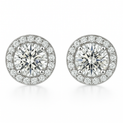 Pendientes redondos Glacé Glamour | Oro blanco