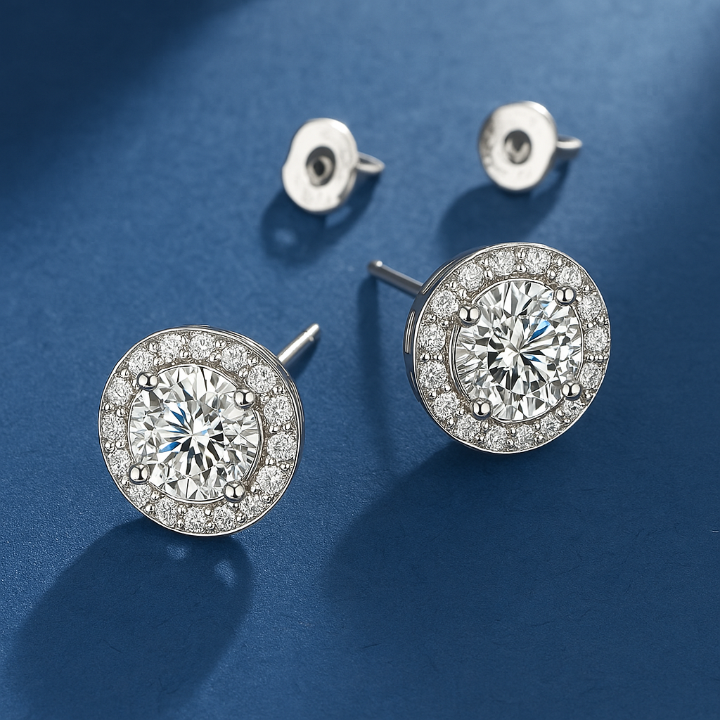 Pendientes redondos Glacé Glamour | Oro blanco