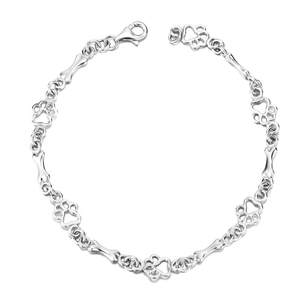 Pulsera de Encanto de Huella de Perro y Hueso de Edición Limitada