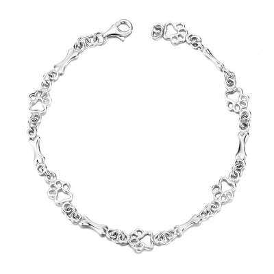 Pulsera de Encanto de Huella de Perro y Hueso de Edición Limitada