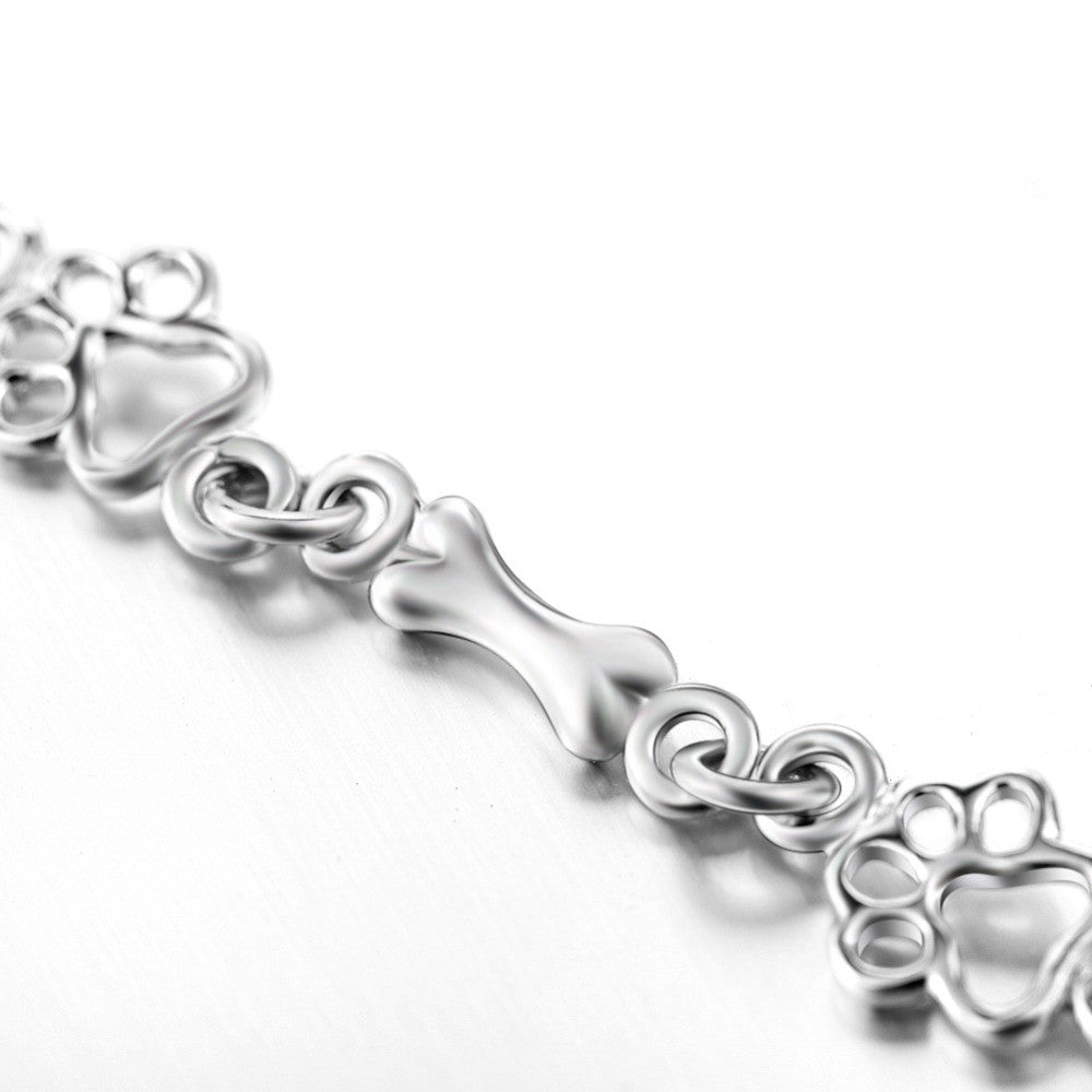 Pulsera de Encanto de Huella de Perro y Hueso de Edición Limitada