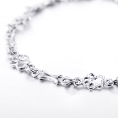 Pulsera de Encanto de Huella de Perro y Hueso de Edición Limitada