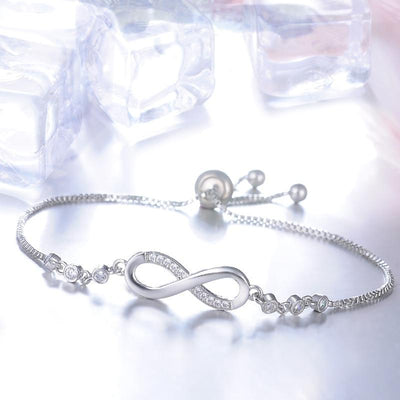 Pulsera Ajustable de Plata con Símbolo de Infinito
