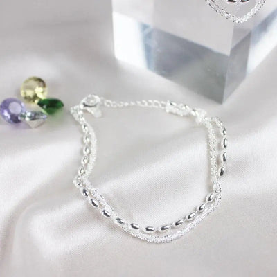Juego de Pulseras Elegantes de Plata con Piedras de Circonio