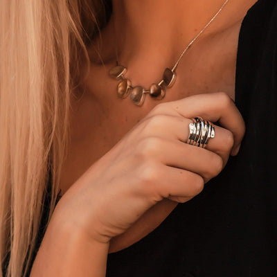 Bliss - Anillo de Plata Vintage de Capa Gruesa