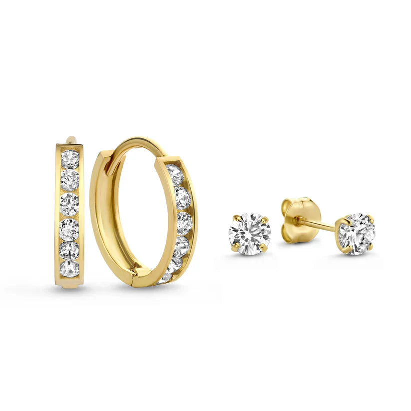 Conjunto de Pendientes de Piedra Dara Brillane | Oro