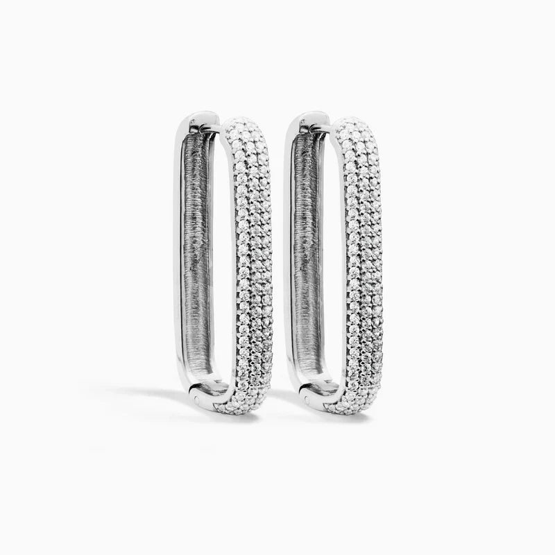Aros Pavé de Gran Tamaño | Oro Blanco