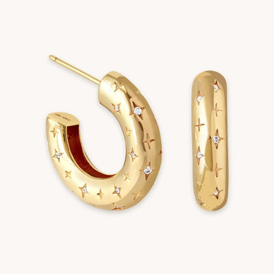 Pendientes Cósmicos en Forma de Aro | Oro