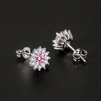 Pendientes Muse Iluminados Rosa | Oro Blanco