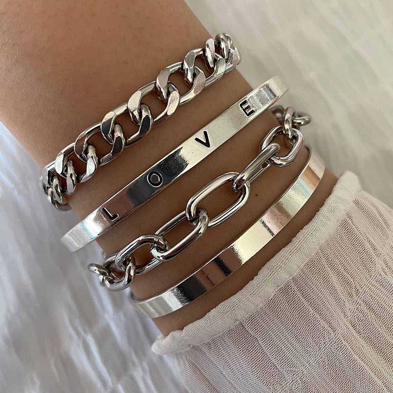 Conjunto de Pulseras Elan Mercer | Oro Blanco