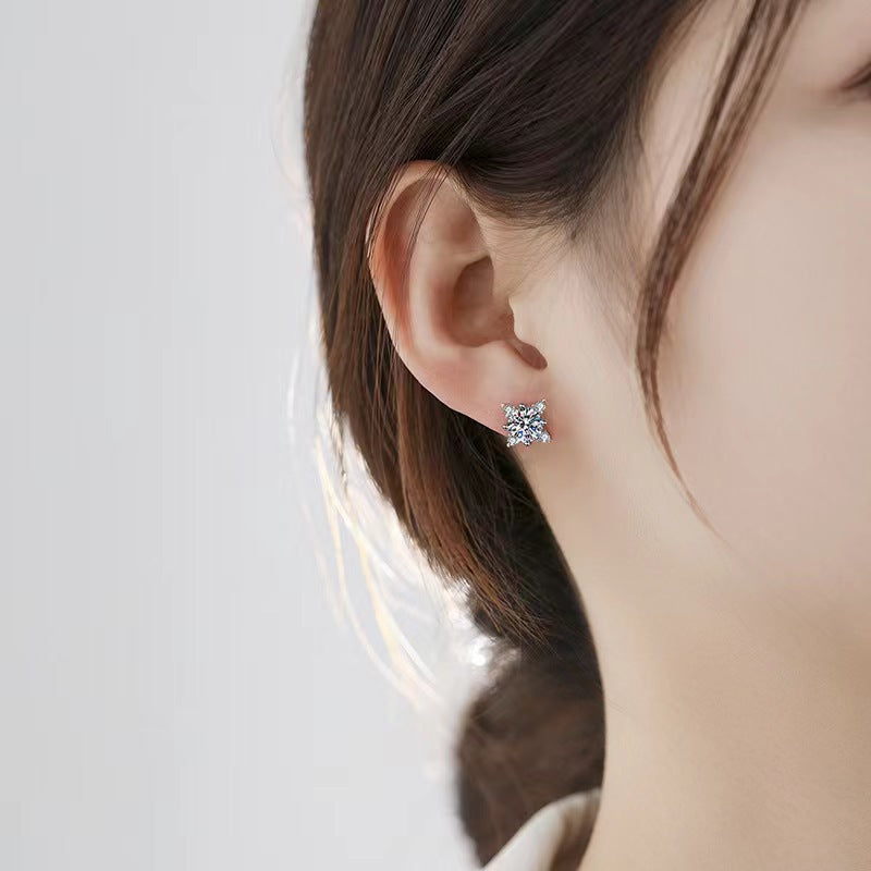 Pendientes de flores Aurelie | Oro blanco