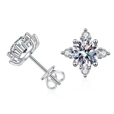 Pendientes de flores Aurelie | Oro blanco
