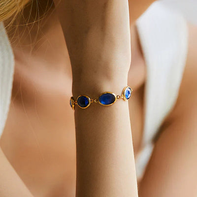 Pulsera de Zafiro Dorado Brillante