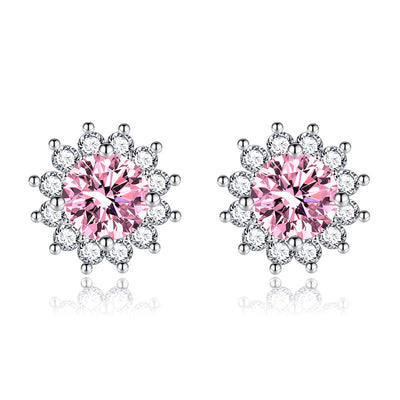 Pendientes Muse Iluminados Rosa | Oro Blanco