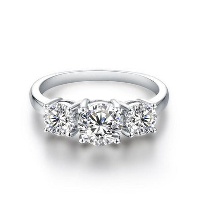 Anillo Clare Triple de Piedra | Oro blanco