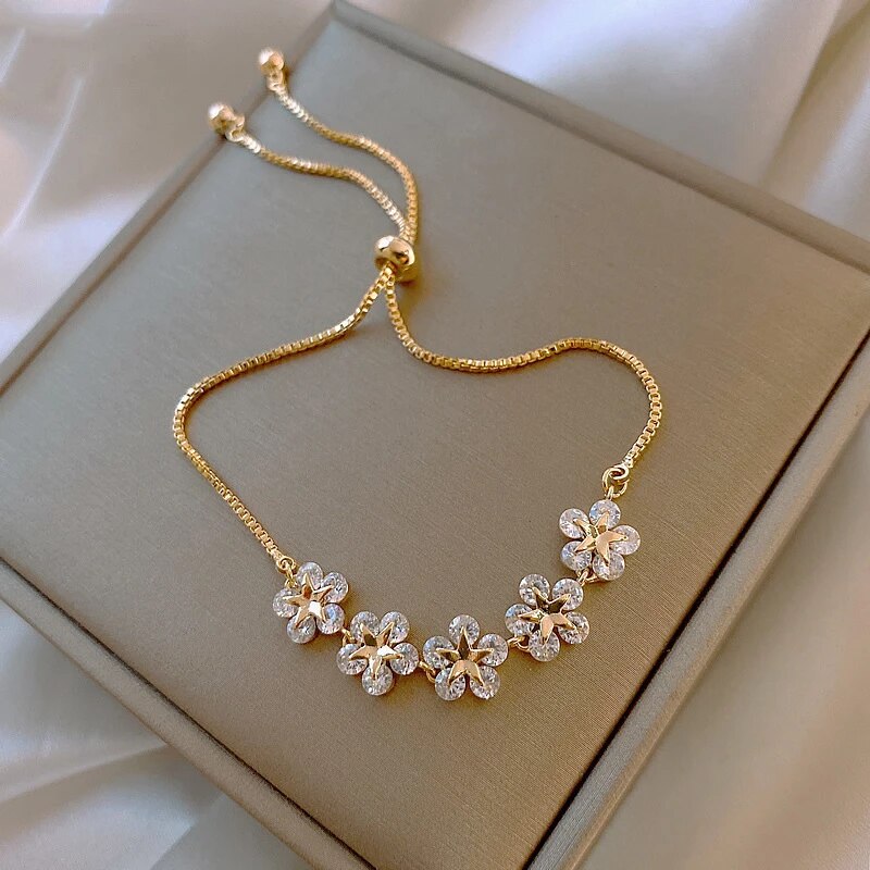 Pulsera de Cristal de Lujo en Oro