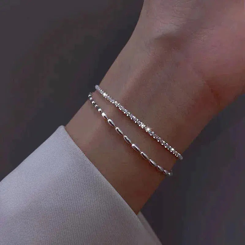 Juego de Pulseras Elegantes de Plata con Piedras de Circonio