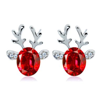 Pendientes de Cristal en Forma de Reno Festivo