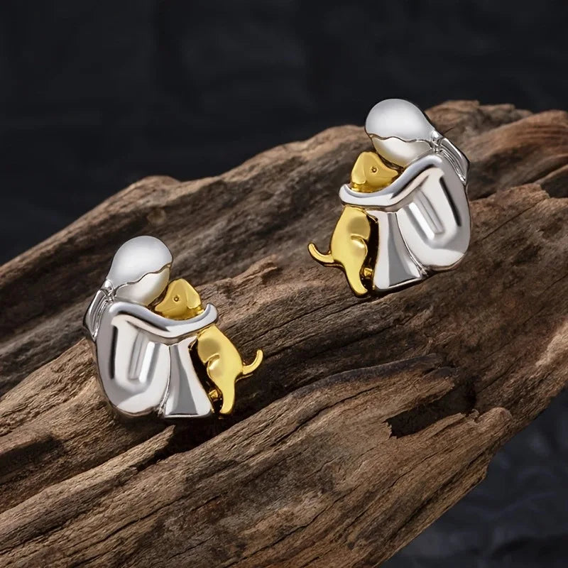 Pendientes de Aro Bicolor en Plata y Oro