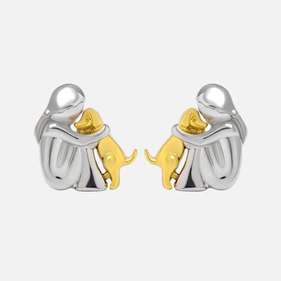 Pendientes de Aro Bicolor en Plata y Oro