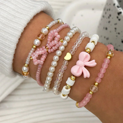 Conjunto de Pulseras de Lazo de Perla