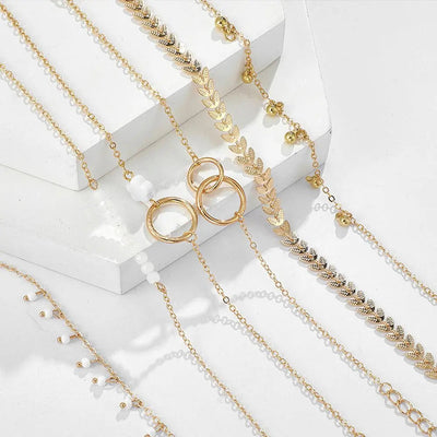 Encantador Conjunto de Pulseras Boho Doradas