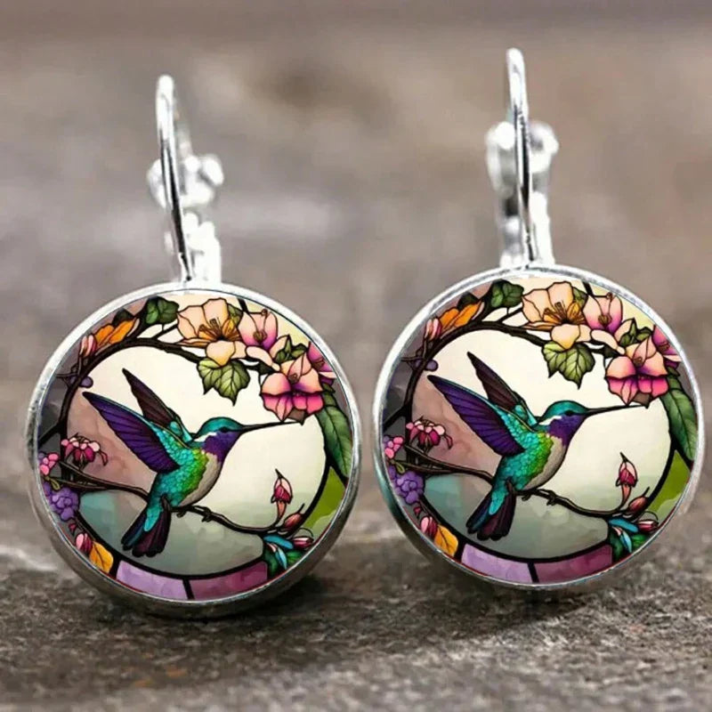 Collar Colgante de Domo de Vidrio con Colibrí