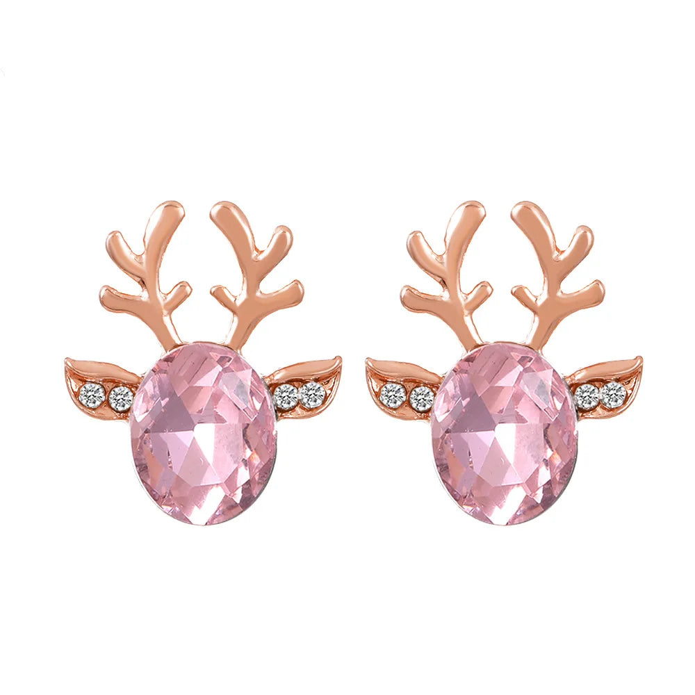 Pendientes de Cristal en Forma de Reno Festivo