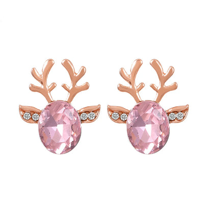 Pendientes de Cristal en Forma de Reno Festivo