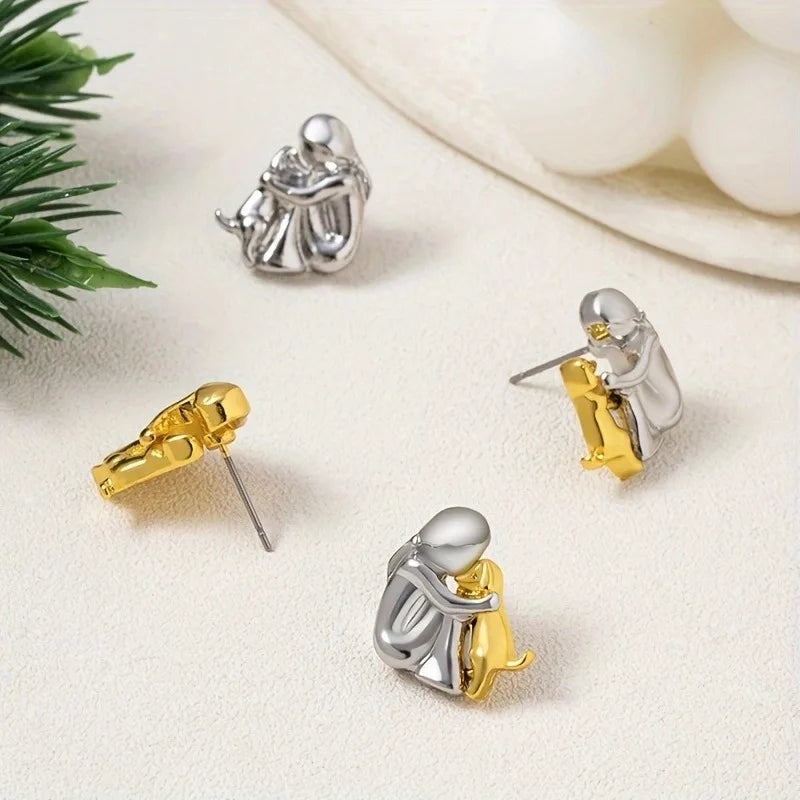 Pendientes de Aro Bicolor en Plata y Oro