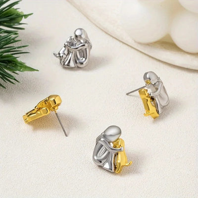 Pendientes de Aro Bicolor en Plata y Oro