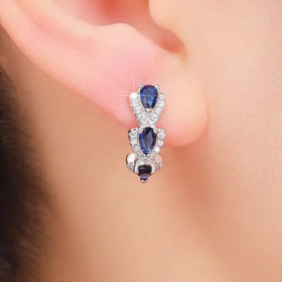 Pendientes de Zafiro Plateado