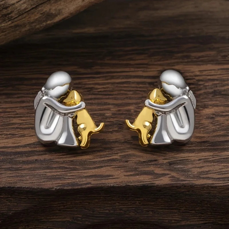 Pendientes de Aro Bicolor en Plata y Oro