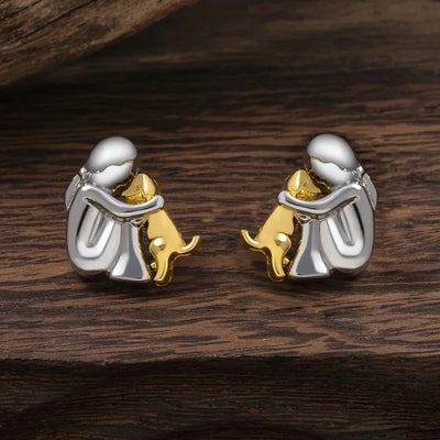 Pendientes de Aro Bicolor en Plata y Oro