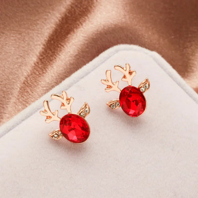 Pendientes de Cristal en Forma de Reno Festivo