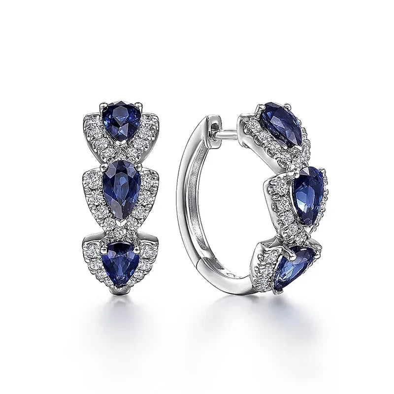 Pendientes de Zafiro Plateado