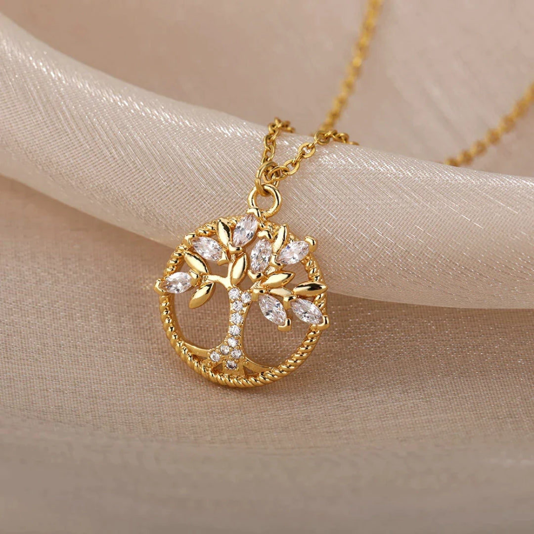 Collar de Oro Árbol de la Vida Radiante