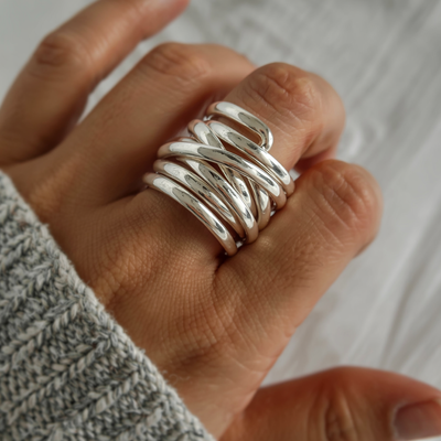 Bliss - Anillo de Plata Vintage de Capa Gruesa