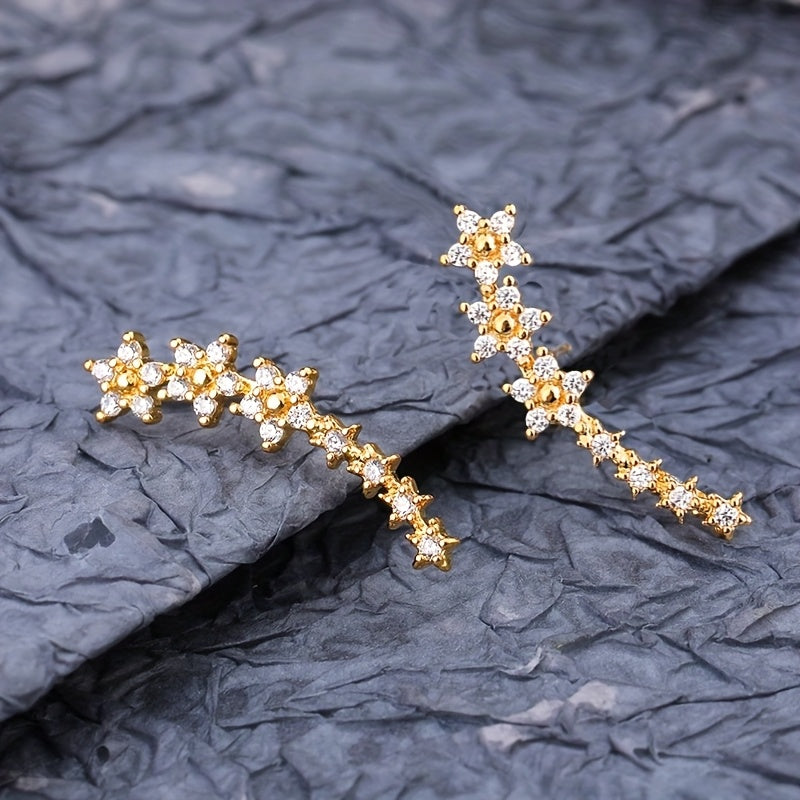 Pendientes de lujo con flores y rhinestones