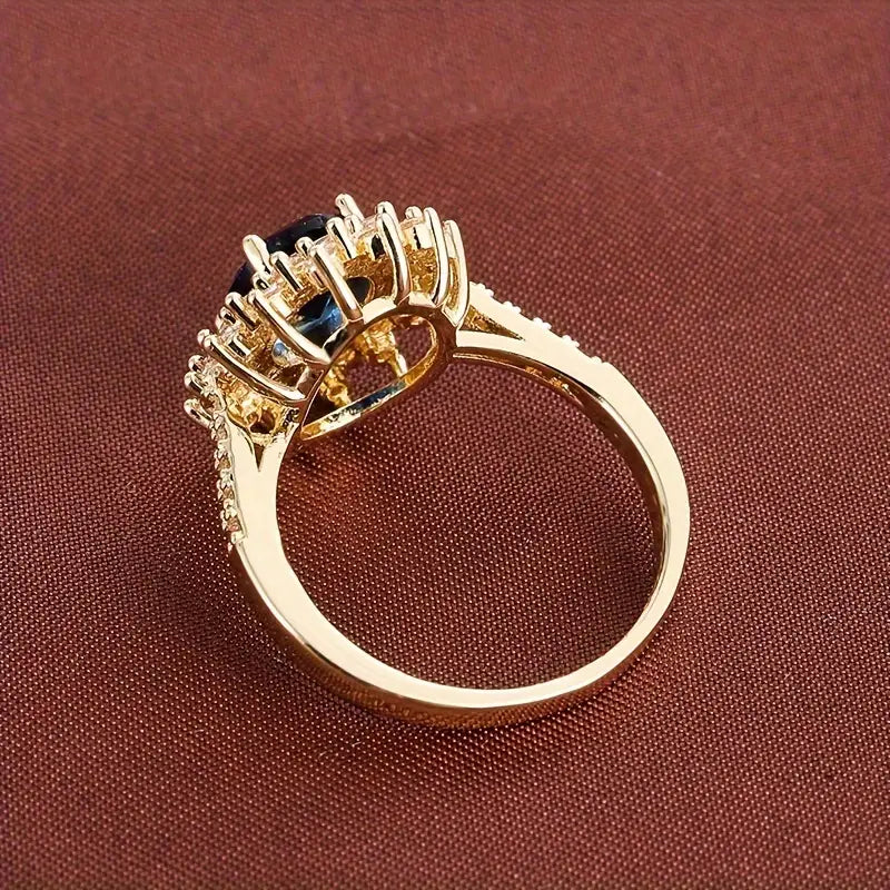 Anillo de Oro Zafiro Brillante